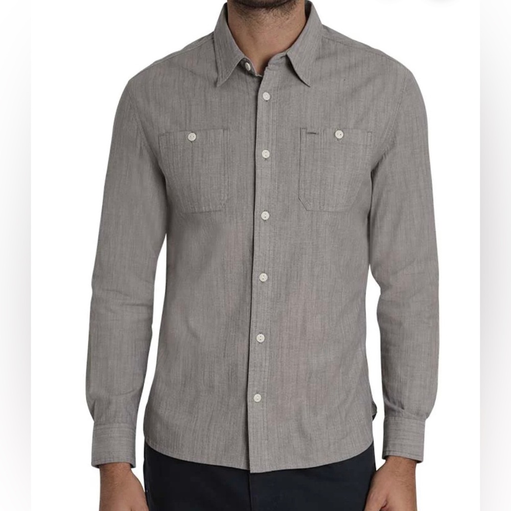 JACHS New York “The Vintage Chambray Shirt” Button down in Grey Large NWT